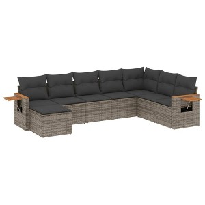 vidaXL Garden Sofa Set Grey PE rattan Large Adjustable Feet - 1 of 4
