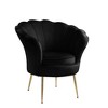 Velvet Barrel Accent Chair with Scalloped Back, Channel Tufting and Metal Legs for Living Room - 2 of 4