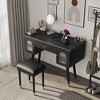 VYNXARIA Elegant Vanity Makeup Table & Chair Set, Modern Dressing Table with Organizer, Writing Desk, Charging Port, Black - 2 of 4