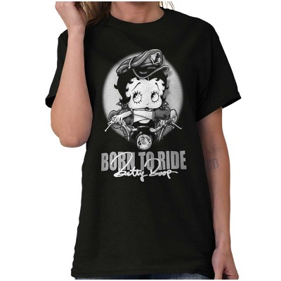 Biker Betty Boop Cartoon Born to Ride Womens Graphic T Shirt Tees Brisco Brands