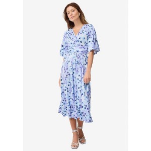 ellos Knit Midi Dress With Surplice Neckline & Waist Tie - 1 of 3