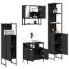 vidaXL 4-Piece Black Engineered Wood Bathroom Furniture Set Modern Space-Saving Wall Mount Storage Cabinets with Mirror and Sinks - 4 of 4