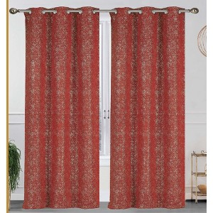 Metallic  Blackout Thermal Grommet Curtain Panels (Set of 2 Blush) - 1 of 3