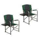Kamp-Rite KAMP CC103 Director's Chair Outdoor Furniture Camping Folding Sports Chair with Side Table and Cup Holder, Green/Gray (2 Pack)