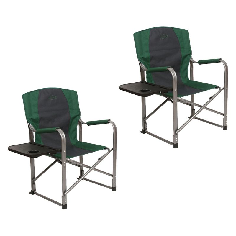 Kamp-Rite KAMP CC103 Director's Chair Outdoor Furniture Camping Folding Sports Chair with Side Table and Cup Holder, Green/Gray (2 Pack), 1 of 7