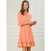 Allegra K Women's Solid Ruffle Hem 3/4 Sleeve A-Line Smocked Short Chiffon Dress - 4 of 4