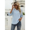 Women's Casual 3/4 Sleeve Henley V-Neck Button Up Pleated Back Blouses Swiss Dot Blouse Tops T-Shirts - 2 of 4