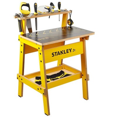 Stanley Jr. Kid's Wooden Work Bench with 10-Piece Belt and Ergonomic Tool Set for Woodworking and Carpentry for Kids