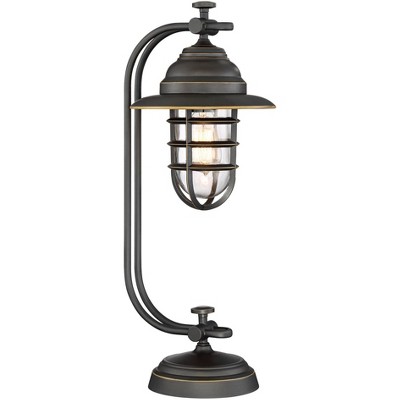 Franklin Iron Works Knox Oil-Rubbed Bronze Lantern Desk Lamp with USB Dimmer