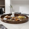 KINWELL Round Black Walnut Wood Serving Tray Ottoman Tray with Handles - 2 of 4