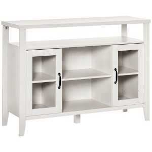 Farmhouse Sideboard Buffet Cabinet Bar Cabinet with Storage Shelves, Kitchen Cabinet with 2 Framed Glass Doors and Anti-Topple - 1 of 4