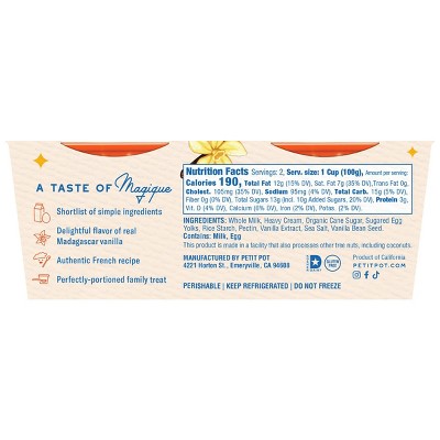 Petit Pot Vanilla Bean Creamy French Dessert Paper Cups - 7oz/2ct