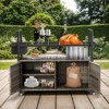 Buenhomino Patio Bar Table,Outdoor Kitchen Island with Glass Top,Rattan Patio Storage Cabinet with Wheels,Bar Cart for Poolside and Backyard - 3 of 4