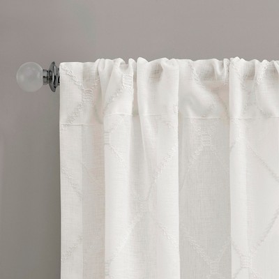 White Sheer Embroidered Rod Pocket Curtain Panel