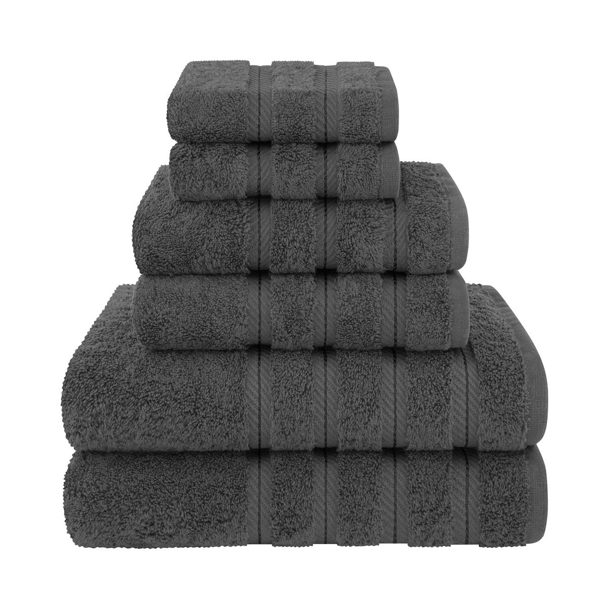 American Soft Linen 6 Piece Towel Set, 100% Cotton Bath Towels for Bathroom, Dark Gray