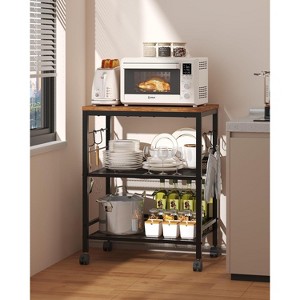 Kitchen Rolling Cart with Storage, 3 Tier Microwave Stand on Lockable Wheels, Small Utility Cart - 1 of 4