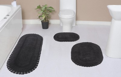 Hampton Crochet Collection Cotton Reversible Tufted Set of 3 Bath Rug Set - Home Weavers