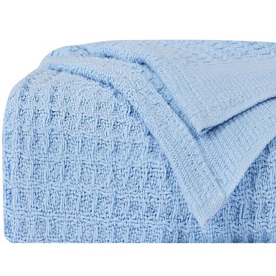 PiccoCasa 100% Cotton Soft Lightweight Knit Waffle Weave Knitted Blanket