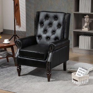 Ridstar Modern Accent Chair, Armchair with Wooden Frame for Living Room & Bedroom-Black - 1 of 4