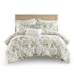Charlotte 5 Piece Cotton Sateen Print Duvet Set - 1 of 4
