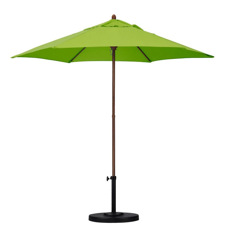 9&#39; x 9&#39; Round Wood Grain Steel Patio Umbrella Lime Green - Astella, 2 of 7