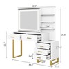 Jojoka Vanity Desk with Sliding Mirror and LED Lights – Makeup Table with Charging Station, Adjustable Lighting & Storage Drawers - 2 of 4