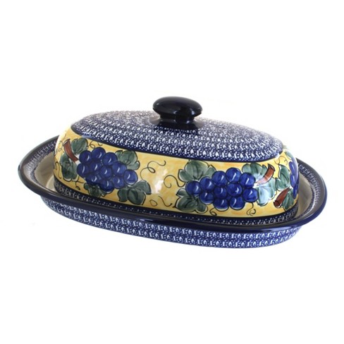 Blue Rose Polish Pottery Grapes Bread Container : Target