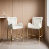 28.75inch Counter Height Bar Stools Set of 2, Bar Height Arm Chairs, Velvet Fabric Stools with Golden Legs and Footrests - Leovsnove - 2 of 4