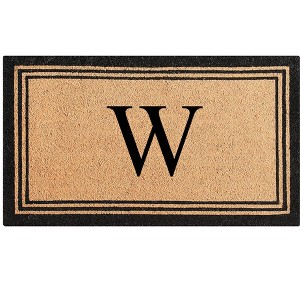 A1HC Natural Coir and PVC Backing Classic Border Monogrammed Door Mat, Anti-Shed Entry Doormat - 1 of 4