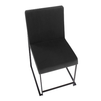 Elegant High Back Fuji Dining Chairs in Black Velvet and Steel