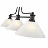 Melange 3-Light Billiards Light - Matte Black Steel & Opal Glass - 52" Industrial Design - 3 of 4