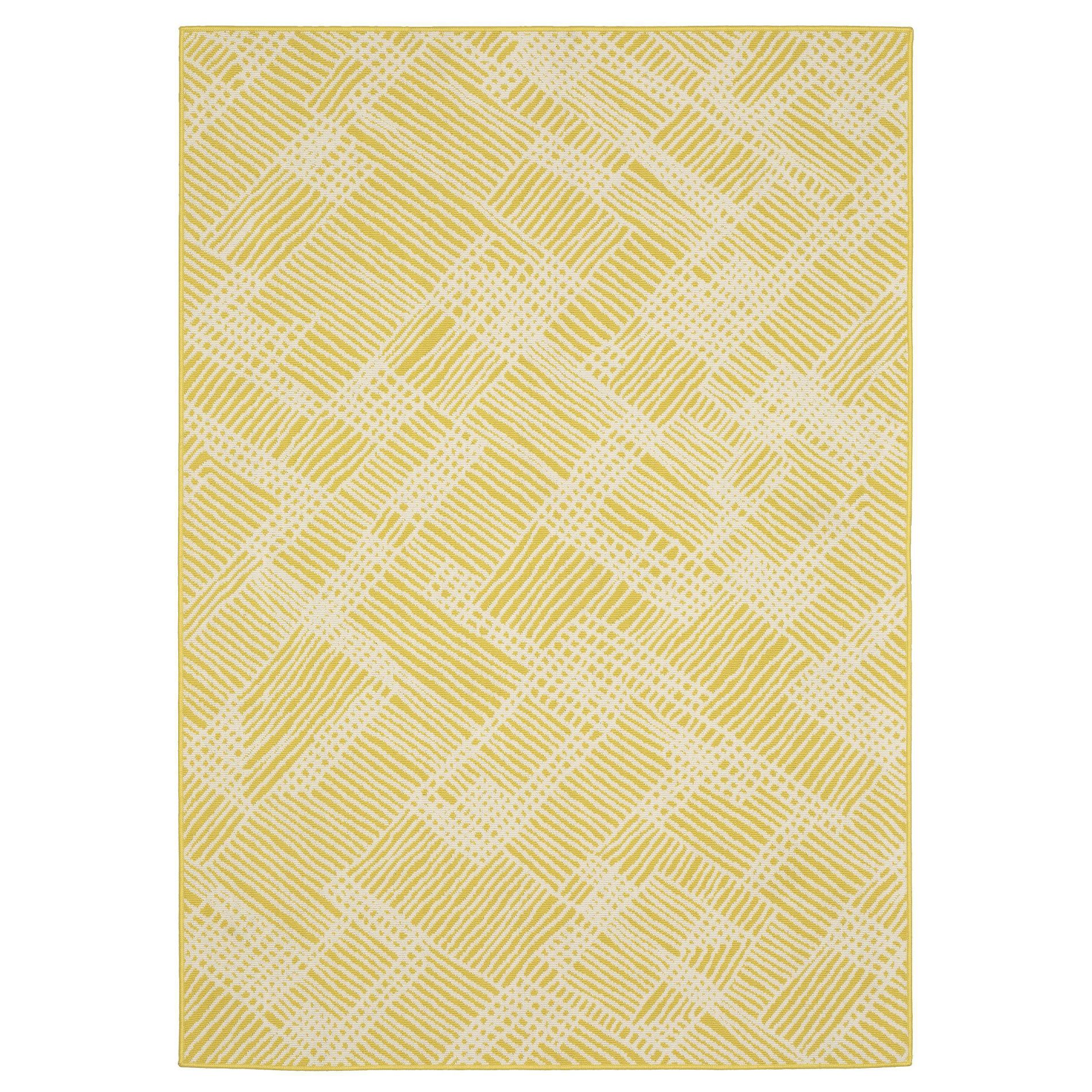 Captiv8e Designs 5'3"x7'3" Hilo Geometric Crosshatch Yellow/Ivory Indoor/Outdoor Area Rug