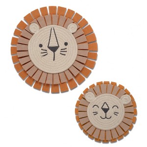 Lambs & Ivy Jungle Adventure 2-Piece Yarn/Felt Lion Wall Decor - 9 & 12.5 Inch - 1 of 4