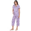 Casual Nights Women's Rayon Printed Short Sleeve Capri Pajama Set - 2 of 4