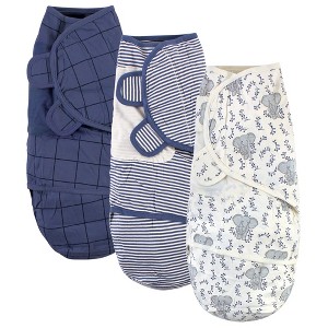 Touched by Nature Baby Boy Organic Cotton Swaddle Wraps, Elephant, 0-3 Months - 1 of 2