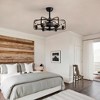Ludomide Vintage 25" Black Caged Chandelier Ceiling Fan with Lights and Remote for Bedroom - 3 of 4