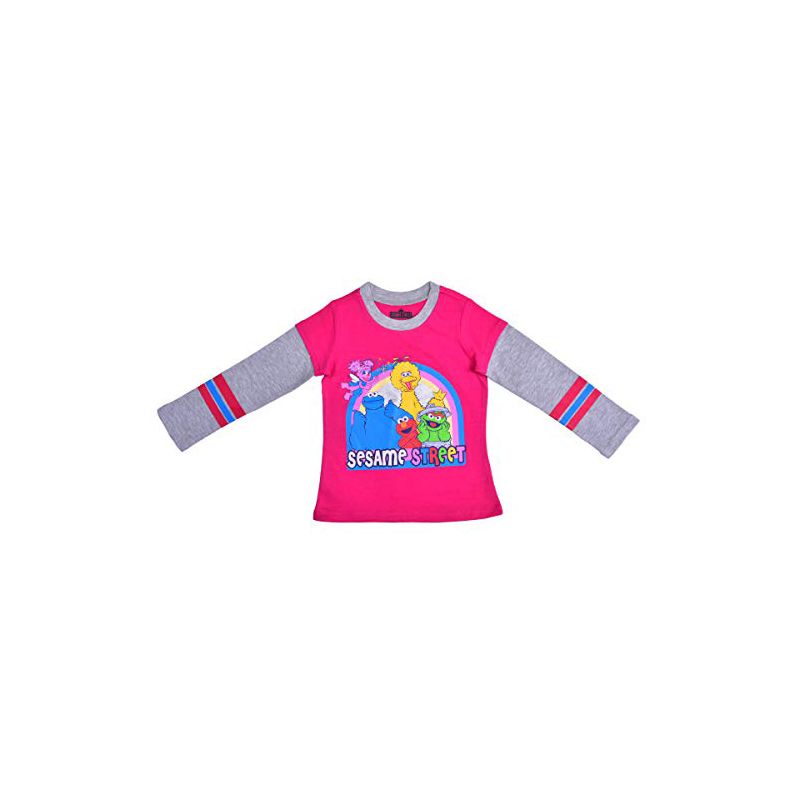 Sesame Street Girl's Double Layer Sleeve Graphic Tee for toddler, 1 of 4