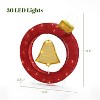 LuxenHome 1.9Ft Tall Ornament and Bell Wreath Outdoor Holiday Decoration with Lights Red, Gold, White - 3 of 4