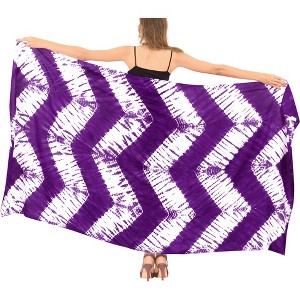 LA LEELA Women's Summer Bikini Wraps Sarong Cover up Wrap Skirt Bathing suit Swimwear Swimsuit Beach Coverup for Women One Size Purple, Tie Dye Design - 1 of 4