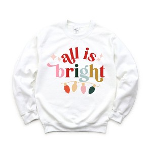 Simply Sage Market Women's Graphic Sweatshirt All Is Bright Christmas Lights - 1 of 3