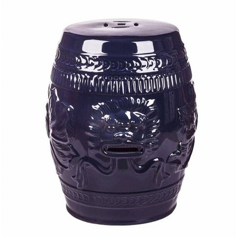 Chinese Lion Ceramic Garden Stool Navy Blue Abbyson Living Target