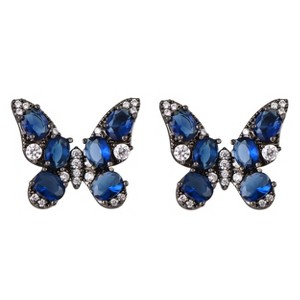 Anna-Kaci 14K Gold Plated Zircon Butterfly Stud Earrings Solid 925 Sterling Silver Post for Women - 1 of 4