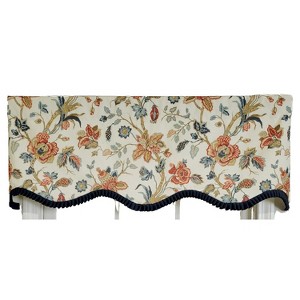 RLF Home 3" Rod Pocket High Quality Fabric Giana Ruffled Provance Valance for Windows 50" x 15" Americana - 1 of 4