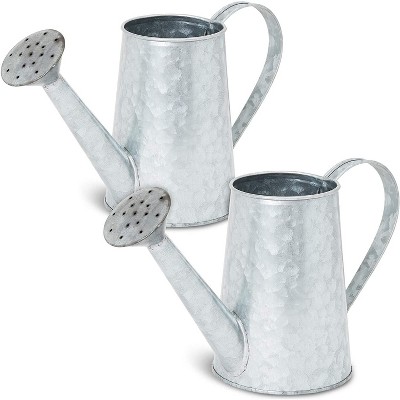 Juvale 2 Pack Galvanized Watering Can Vases with Handle for Indoor Outdoor Plants & Home Decor 5.5 in