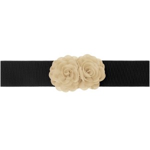 INSPIRE CHIC Women's Elastic Wide Double-Flower Stretch Corset Waist Belt 1 Pc - 1 of 4