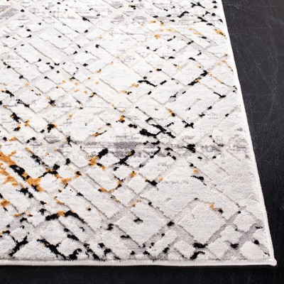Cream and Charcoal Abstract Hand-knotted Rectangular Area Rug