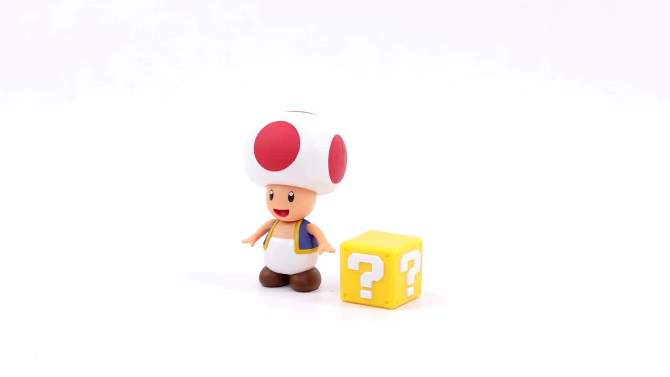 Nintendo Super Mario Toad with Question Mark Block Action Figure, 2 of 7, play video