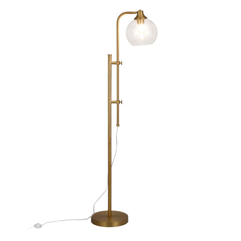 Hampton & Thyme Height-Adjustable Floor Lamp with Glass Shade, 4 of 10