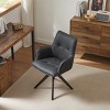 Art Leon Faux Leather Swivel Accent Office Chairs with Oak Wood Legs - 4 of 4