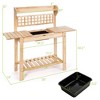 Costway Garden Potting Bench Workstation Table w/Sliding Tabletop Sink Shelves - 4 of 4